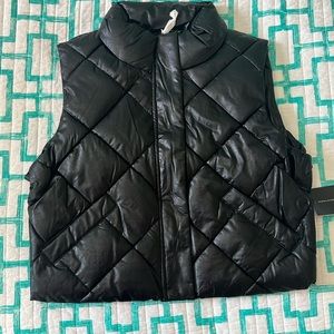 Black faux leather vest